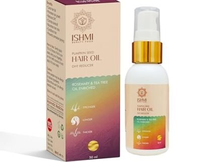 Ishmi Pumpkin Seed Hair Oil 50 ml | Natural DHT Reducer for Hair Fall Control | Hair Growth & Thickening Oil for Men & Women | Scalp Nourishing Anti-Thinning Formula