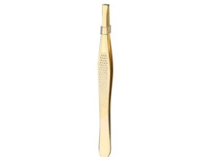JAGMOOLYA PRODUCTS Professional Eyebrow Golden Tweezer Stainless Steel Slant Tip | Precision Hair Removal Tool (GOLDEN) (Pack of (1)