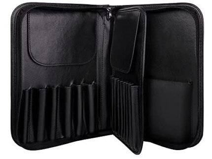 KIRA Makeup Brush Pouch with Soft and Bristle, Organizer Leather Makeup Bag, Travel-Friendly, Organize Your Beauty Essentials (Black) (Pack of 15)