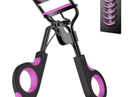 Kaasage Eyelash Curler with Refill Silicone Pads Plus and Eyebrow Clip Tweezer Remover (Black)