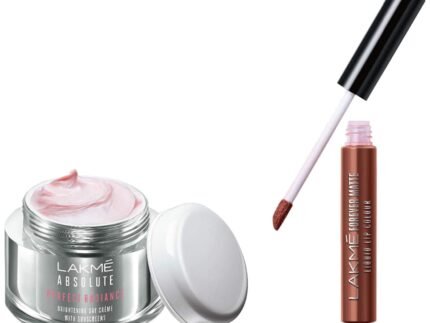 LAKMÉ Absolute Perfect Radiance Brightening Day Crème (Cream) With Niacinamide & Micro Crystals 50G & Forever Matte Liquid Lip Colour, Nude Twist, 5.6 Ml