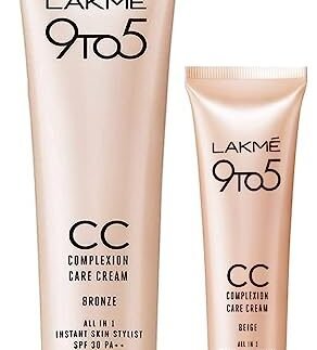 LAKMÉ Complexion Care Acne Prone Face Cream, Glossy Finish Beige, 9G & 9 To 5 Complexion Light Care Face Cc Cream, Bronze, Spf 30, Conceals Dark Spots & Blemishes, 30 G, 2 count