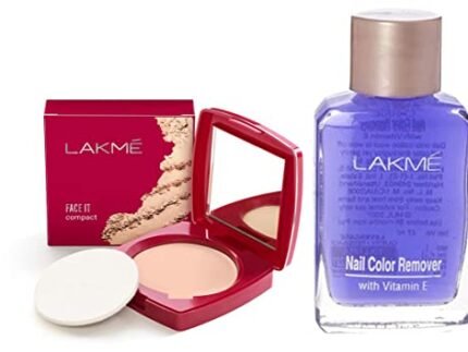 LAKMÉ Face It Compact Pressed Medium Coverage, Pearl, 9 G & Glossy Nail Color Remover for All Skin Type, 27Ml