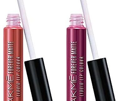 LAKMÉ Forever Matte Liquid Lip Colour, Coral Sense, 5.6ml & LAKMÉ Forever Matte Liquid Lip Colour, Wine Glow, 5.6ml