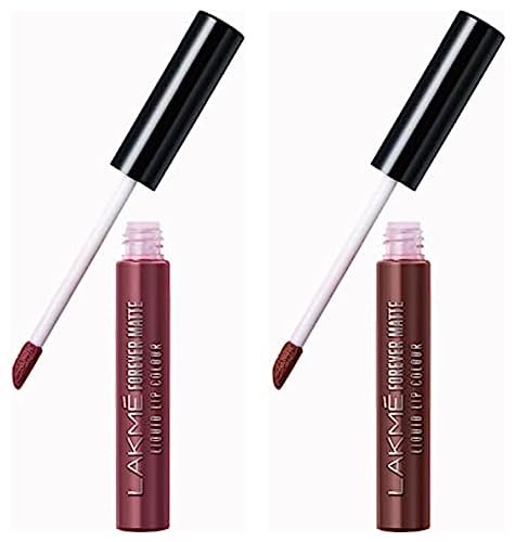 LAKMÉ Forever Matte Liquid Lip Colour, Mauve Party, 5.6ml & Lakme Forever Matte Liquid Lip Colour, Brown Espresso, 5.6 ml LAKMÉ Forever Matte Liquid Lip Colour, Mauve Party, 5.6ml & Lakme Forever Matte Liquid Lip Colour, Brown Espresso, 5.6 ml
