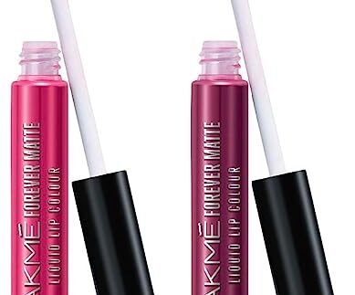 LAKMÉ Forever Matte Liquid Lip Colour, Wine Glow, 5.6ml & LAKMÉ Forever Matte Liquid Lip Colour, Pink Prom, 5.6ml