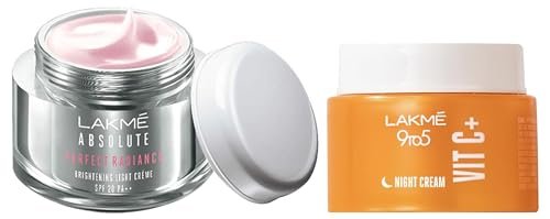LAKMÉ Vitamin C+ Night Cream 50 G&Lakme Absolute Perfect Radiance Skin Lightening Light Creme, 50G LAKMÉ Vitamin C+ Night Cream 50 G&Lakme Absolute Perfect Radiance Skin Lightening Light Creme, 50G