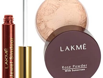 LAKMÉ © Rose Natural Face Powder for Oily Skin Type, Soft Pink, 40G And Jewel Sindoor, Maroon, 4.5Ml