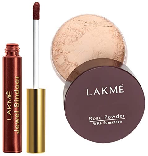LAKMÉ © Rose Natural Face Powder for Oily Skin Type, Soft Pink, 40G And Jewel Sindoor, Maroon, 4.5Ml LAKMÉ © Rose Natural Face Powder for Oily Skin Type, Soft Pink, 40G And Jewel Sindoor, Maroon, 4.5Ml