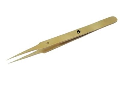 LUXURO Tweezer Brass Nos. 5, Length 120 mm for Gadget Repairing, Hobby, Craft, Jewellery Making, Watch Repair Work & Personal Care