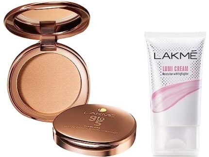 Lakme 9 to 5 Flawless Matte Complexion Compact Powde 8 g & Lakme Lumi Cream,Moisturizer with highlighter 30 gm