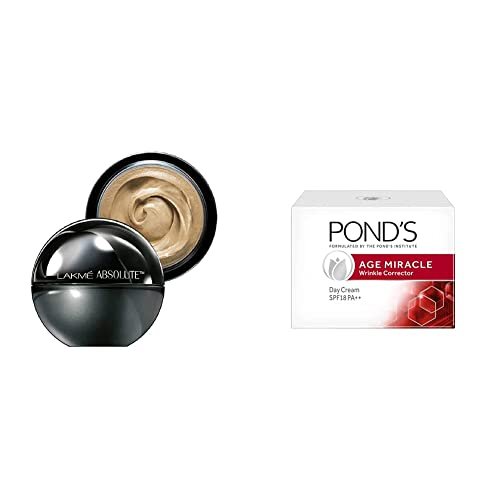 Lakmé Absolute Skin Natural Mousse, Ivory Fair 01, 25g & Pond’s Age Miracle Wrinkle Corrector SPF 18 PA++ Day Cream 50 g Lakmé Absolute Skin Natural Mousse, Ivory Fair 01, 25g & Pond’s Age Miracle Wrinkle Corrector SPF 18 PA++ Day Cream 50 g