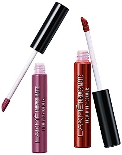 Lakmé Forever Matte Liquid Lip Colour, Mauve Fling, 5.6 ml & Lakme Forever Matte Liquid Lip Colour, Red Cherry, 5.6 ml Lakmé Forever Matte Liquid Lip Colour, Mauve Fling, 5.6 ml & Lakme Forever Matte Liquid Lip Colour, Red Cherry, 5.6 ml