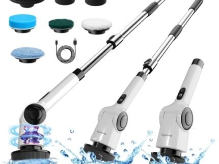 Lifelong Electric Mop for Floor Cleaning | Spin Mop with 90 min Run Time | Bathroom Scrubber with Adjustable Handle, LED Display, Type-C Charging, 3-Speed Modes Floor Cleaner Machine, Cleaning Brush