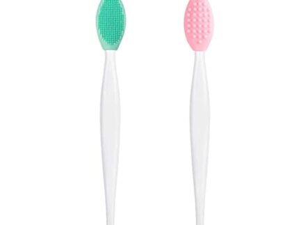 Lip Brush Tool,Double-Sided Silicone Exfoliating Lip Brush for Smoother and Fuller Lip Appearance (2 pcs)