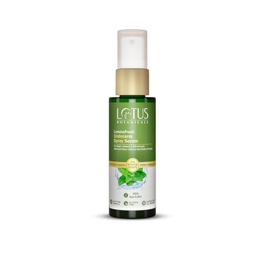 Lotus Botanicals LuminaFresh Underarm Spray Serum with Aqua and Mint | Brighten Underarms and Control Sweat-Induced Odour | Antiperspirant properties | Suitable for Men & Women | Alcohol-free | Non-Aerosol | Suitable for All Skin Types | 55ml Lotus Botanicals LuminaFresh Underarm Spray Serum with Aqua and Mint | Brighten Underarms and Control Sweat-Induced Odour | Antiperspirant properties | Suitable for Men & Women | Alcohol-free | Non-Aerosol | Suitable for All Skin Types | 55ml