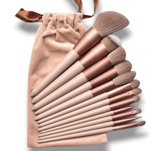Luxury 13-Piece Makeup Brush Set | Elegant Brown Handles | Ultra-Soft Synthetic Bristles for Foundation, Eyeshadow & Highlighting Luxury 13-Piece Makeup Brush Set | Elegant Brown Handles | Ultra-Soft Synthetic Bristles for Foundation, Eyeshadow & Highlighting