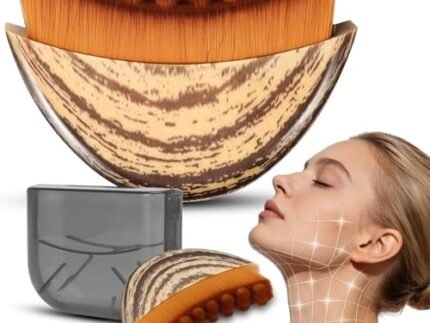 Lymphatic Contour Foundation Brush for Facial Sculpting & Lymphatic Massage – Soft Dense Bristles Makeup & Skincare Application Brush for Smooth Foundation Blending, Jawline & Face Contouring