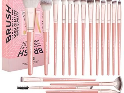 MAANGE Makeup Brush Set 20Pcs Premium Synthetic Foundation Face Powder Blush Concealers Make Up Brushes Sets (Pink)