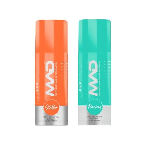 MAD – Daring And Steller Fragrance| Deodorant Combo For Men And Women| 150ml Each| Pack of 2 Deo’s MAD – Daring And Steller Fragrance| Deodorant Combo For Men And Women| 150ml Each| Pack of 2 Deo’s