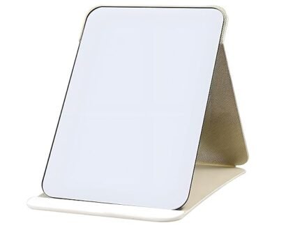 M.F.H Folding Tabletop Makeup Mirror, Round Edge Portable Multi Stand Angle Hand Free Mirror, Ultra-Slim Travel Makeup Mirror for Home, Vanity (Pack of 1) Random Colour