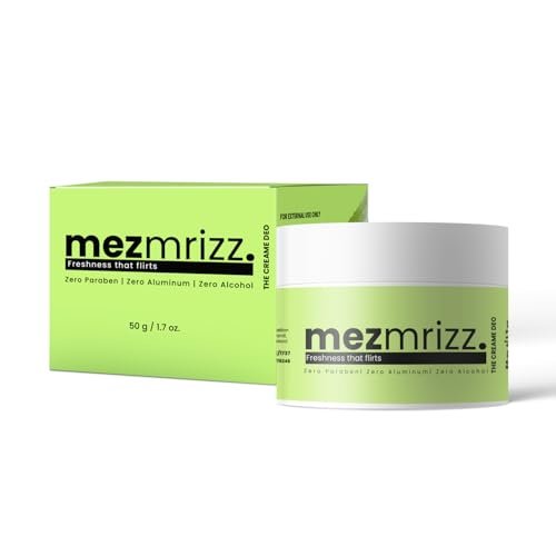 Mezmrizz Unisex Cream Deodorant | Natural Deo with Aloe Vera, Coconut Oil & Vitamin E | Zero Alcohol, Zero Aluminum, Zero Paraben | 24-Hour Freshness | Suits Sensitive Skin | 50g Mezmrizz Unisex Cream Deodorant | Natural Deo with Aloe Vera, Coconut Oil & Vitamin E | Zero Alcohol, Zero Aluminum, Zero Paraben | 24-Hour Freshness | Suits Sensitive Skin | 50g