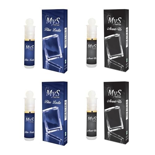 Mys Perfume Blue Ladie 6ml x 2 | Avant-us 6ml x 2| Roll On Attar | Budget Series | Combo pack Set of 4| Long-Lasting fragrance | Men & Women | Pocket Perfume Roll On |100% Free from Alcohol. Mys Perfume Blue Ladie 6ml x 2 | Avant-us 6ml x 2| Roll On Attar | Budget Series | Combo pack Set of 4| Long-Lasting fragrance | Men & Women | Pocket Perfume Roll On |100% Free from Alcohol.