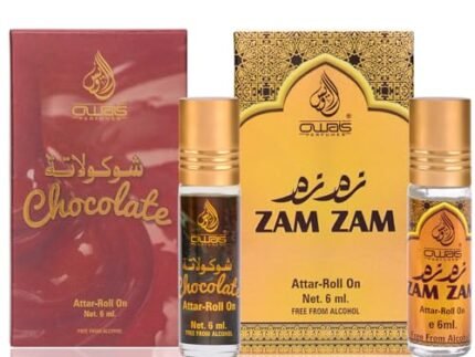 OWAIS Chocolate Musk & Zam Zam Attar | Combo Pack | Cocoa, Vanilla, Musky & Woody Notes | 6ml x 2 Each | Unisex Perfume Oil | Alcohol-Free, Long Lasting Fragrance for Daily Wear & Special Occasions