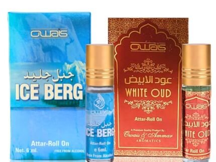 OWAIS Combo Ice Berg & White Oud Attar Roll-On Perfume 6ml Long Lasting Attar (Pack 2)