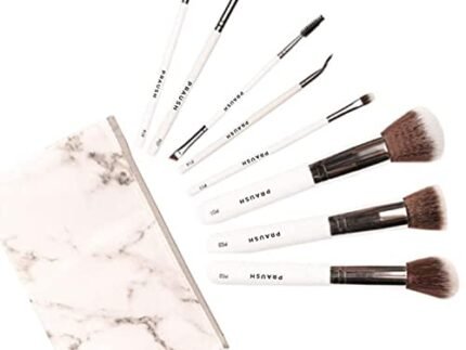 PRAUSH 9 Pcs Professional Makeup Brush Set (Face & Eye) With Marbelicious Makeup Pouch
