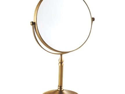 Plantex Premium Brass Magnifying Mirror/Dual Side Makeup Mirror with Stand/Shaving Mirror for Bathroom with 5x/1x Magnification (8 Inch-Brass Antique/Tabletop)