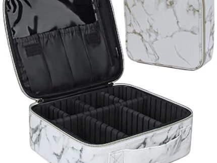 Portable Cosmetic Organizer Multi Functional Cosmetic Bag Makeup Handbag for Travel & Home Gift (Marble Pattern 10 INCH (1 Layer))