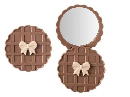 Portable Pocket Size Makeup Mirror – Compact Face Mirror with Cute Waffle Design | Mini Travel Purse for Handbag, Cosmetic Kit & Beauty Touch Ups Travel Friendly Purse