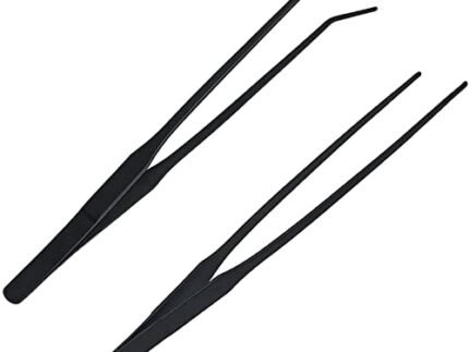 Qpets® 2 Pcs Aquarium Aquascaping Tools for Fish Tank Stainless Steel Pointed & Curved Tweezers Set 27cm/10.6 inches Tweezers for Aquarium Planted Accessories,Weather Resistant