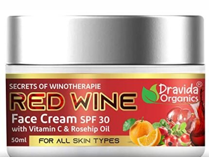 Red Vine Face Cream with SPF 30 Sunscreen, Rosehip Oil & Vit C For Anti Ageing, Sun Protection, Day cream, Dry, Oily, Combination Skin, Men & Women, 50g