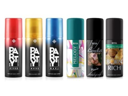 Riya Mauj, Monk, Hyper, Melody, Bindas Mania and Born Rich Deodorant | Pack of 6 | Long Lasting Fragrance Combo | Body Spray For Men and Women