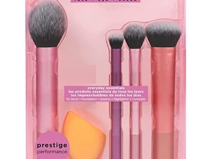 SKINPLUS Artist Essentials Complete Face Makeup Brush Set for Makeup Artist Inspired Looks, 5 Count (Pack of 1)