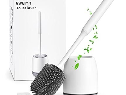 Silicone Toilet Brush – Antibacterial Quick Dry, Long Handle, Wall/Floor Mounted, Grey