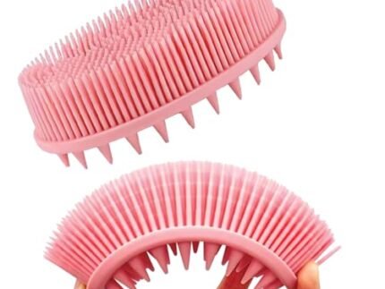 TEMPERIA (1 pcs) Silicone Body Scrubber for Bathing – Exfoliator Bath Brush for Face & Body Wash – For Nourishing Cleaning & Exfoliating Skin – Lather Boosting Ergonomic No-Slip Handle for Men & Women (Random Colors) (MN01)