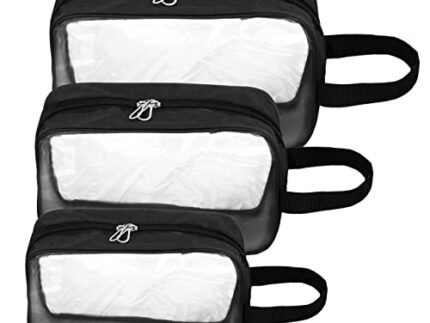 TULMAN PVC Transparent Cosmetic Pouch Makeup Kits And Jewellery Accessories Organizers Pouch Zippered Toiletry Bag With Handle For Men & Women -Transparent Black Border, 9 Cm, Travel