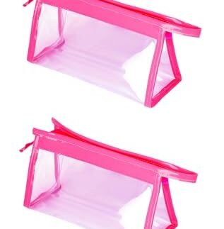 Transparent Pencil Pouch School Pen Pencil Box with Zipper Makeup Pouch Stationery Pouch Large Capacity Box for School College Office Multi-Purpose for Students Girls Adults (Pack of 2)