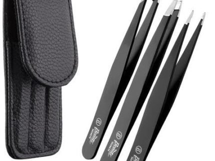 Tweezers for Eyebrows – Great Precision Plucker for Facial Hair, Splinter and Ingrown Hair Removal, Hair Threading(Black)