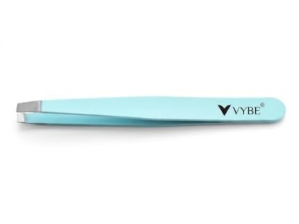 VYBE Precision Eyebrow Tweezers – Professional Slant Tip Stainless Steel Tweezers – Sky Blue