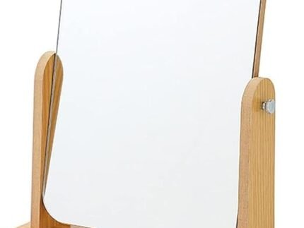 Wooden Tabletop Makeup Mirror 360 Degree Portable Adjustable Table Desk Mirror Vanity Make up Bathroom Living Room Shave Make up Mirror (Professional Big)