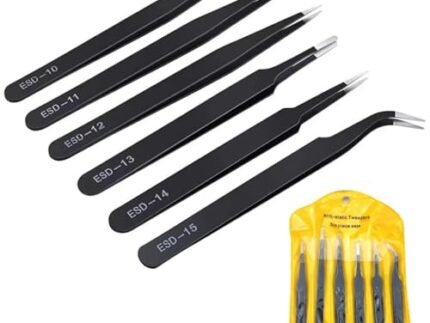 Zaptec ESD Anti-Static Stainless Steel Tweezers Set for Electronics, Craft, Precision Repairing, DIY, Jewellery Making (6 Pcs)