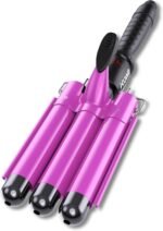 1 Inch Three Barrel Curling Iron,Fast Heating Hair Crimper for Women,Crimper Hair Tool with LCD Temperature Display,60 Min Auto-Off Hair Waver,Dual Voltage WaverHair Tool