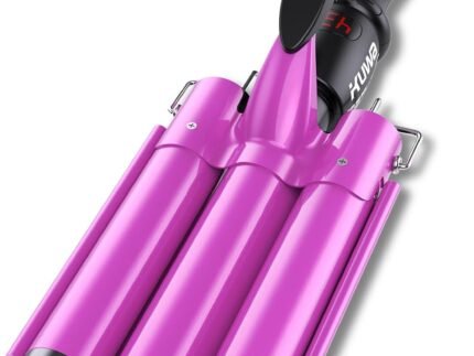 1 Inch Three Barrel Curling Iron,Fast Heating Hair Crimper for Women,Crimper Hair Tool with LCD Temperature Display,60 Min Auto-Off Hair Waver,Dual Voltage WaverHair Tool