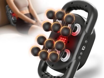 12-Head Massage Gun Deep Tissue, Electric Massager Tool with 9 Levels & 9 Modes, Cordless Back/Neck/Foot/Arm/Body/Leg/Shoulder Massager for Pain Relief, Gifts for Men/Women/Mom/Dad (Black+Black)
