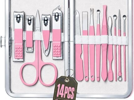 14 in 1 Nail Clippers Set Manicure Pedicure Kit for Men Women, Pink