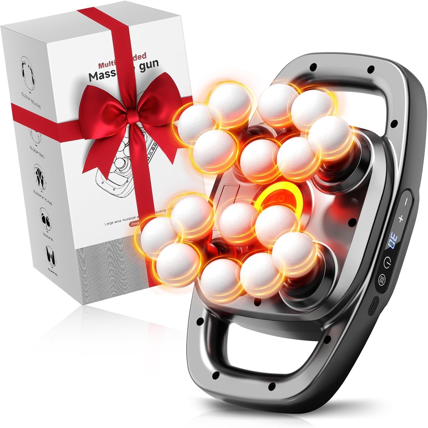 16 Head Massage Gun Deep Tissue, Handheld Back Massagers, Quiet 16 Head Massage Gun Deep Tissue, Handheld Back Massagers, Quiet Multi 16 Head Massage Gun for Shoulders, Neck, Legs, Portable Muscle Gun, Pain Relief, 3 Modes & 30 Intensities- Gifts for Men Women